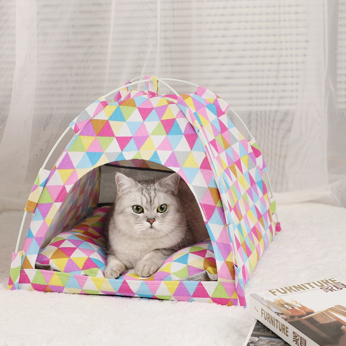 Cozy Cat Tent Bed – Warm Clamshell House for Kittens & Cats