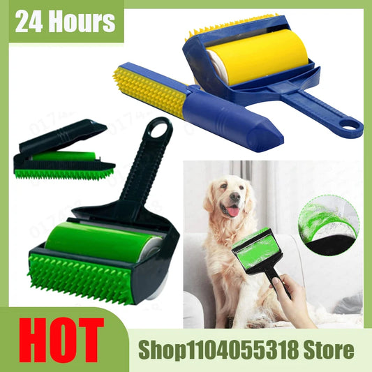 Reusable Lint & Hair Remover Roller – 2-in-1 Sticky Brush for Clothes, Furniture & Travel
