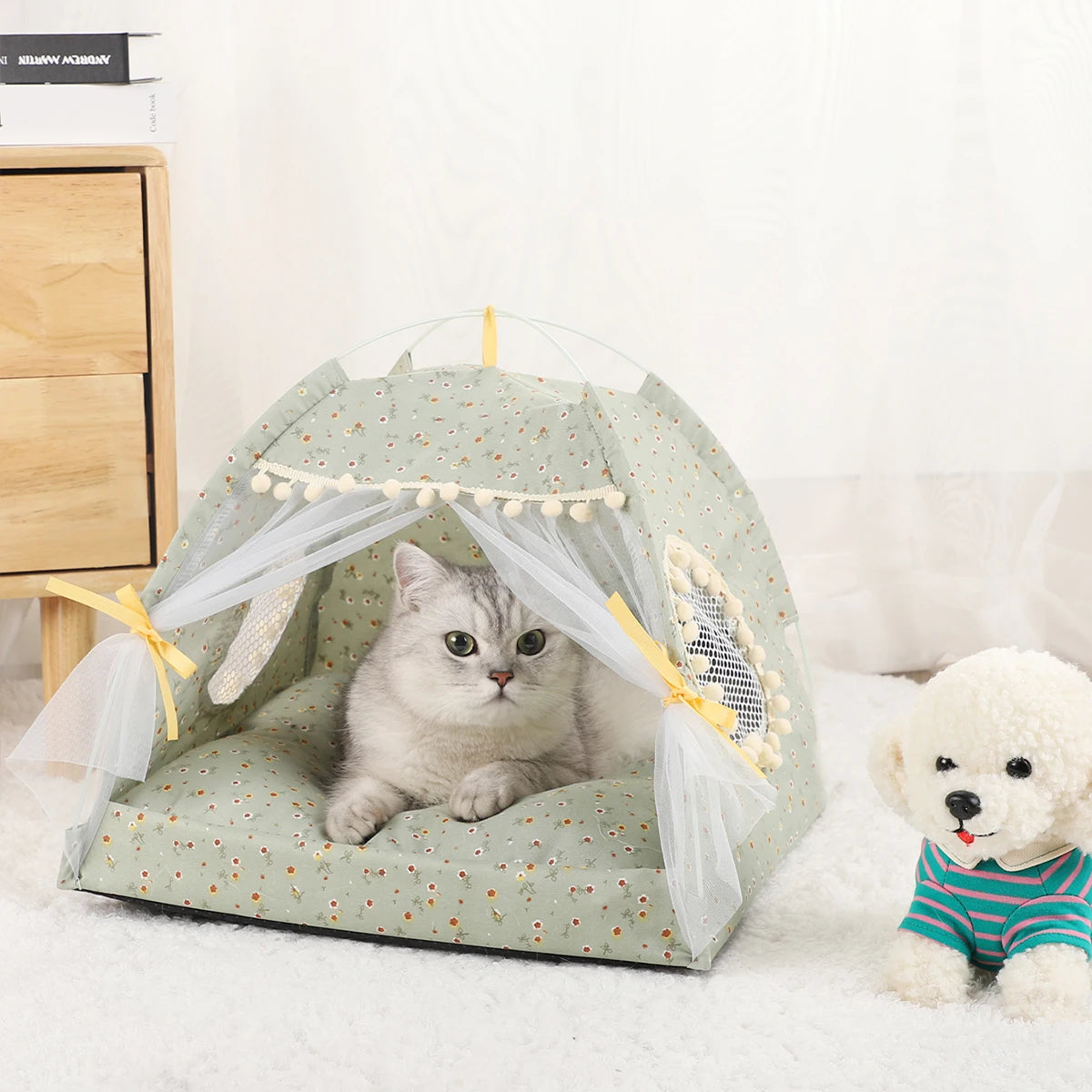 Cozy Cat Tent Bed – Warm Clamshell House for Kittens & Cats