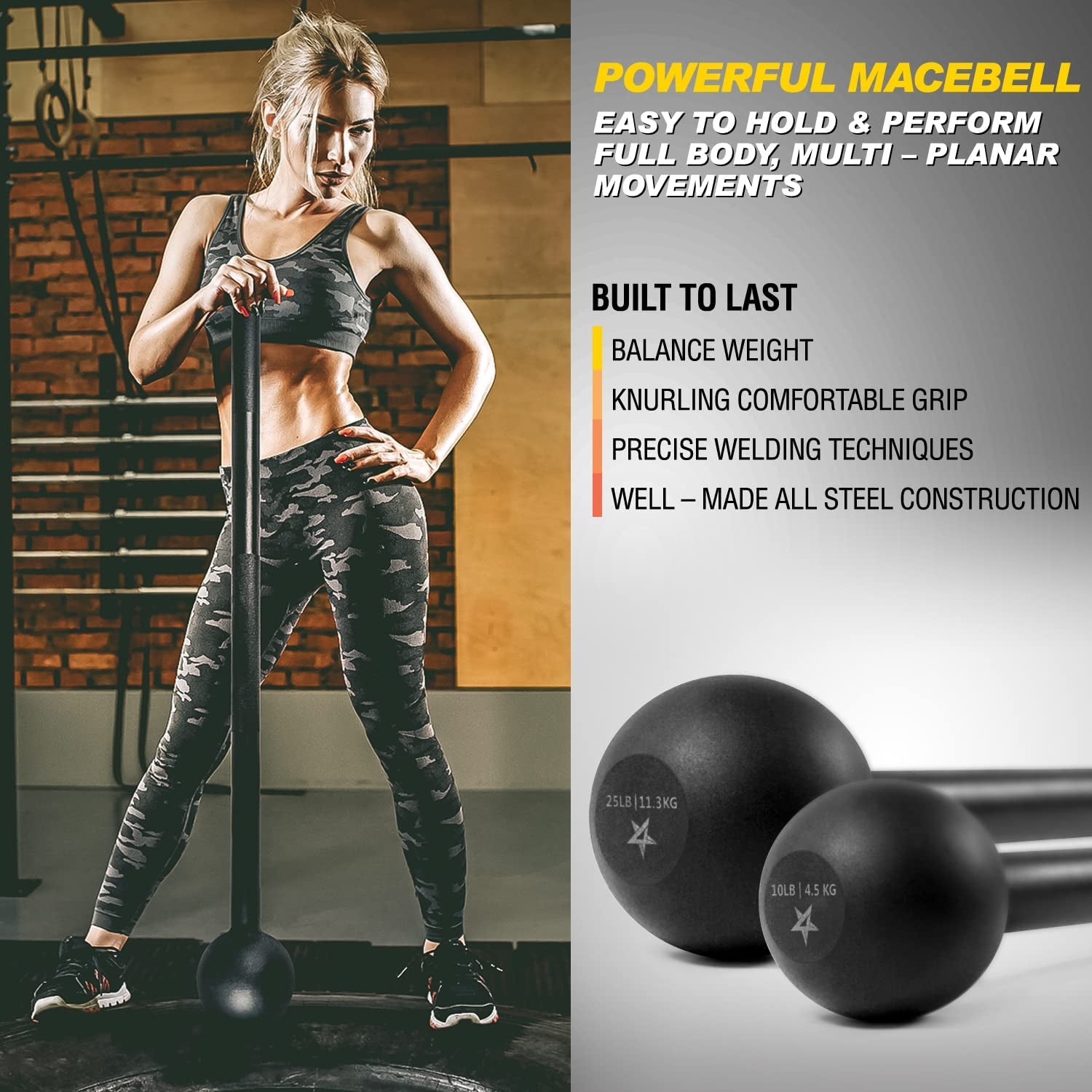 Steel Mace Bell for Comprehensive Strength Training - Optimize Full Body, Muscle, Shoulder, Grip, and Forearm Workouts for Rehabilitation and Flexibility, Available in 5 to 30 lbs for All Fitness Levels
