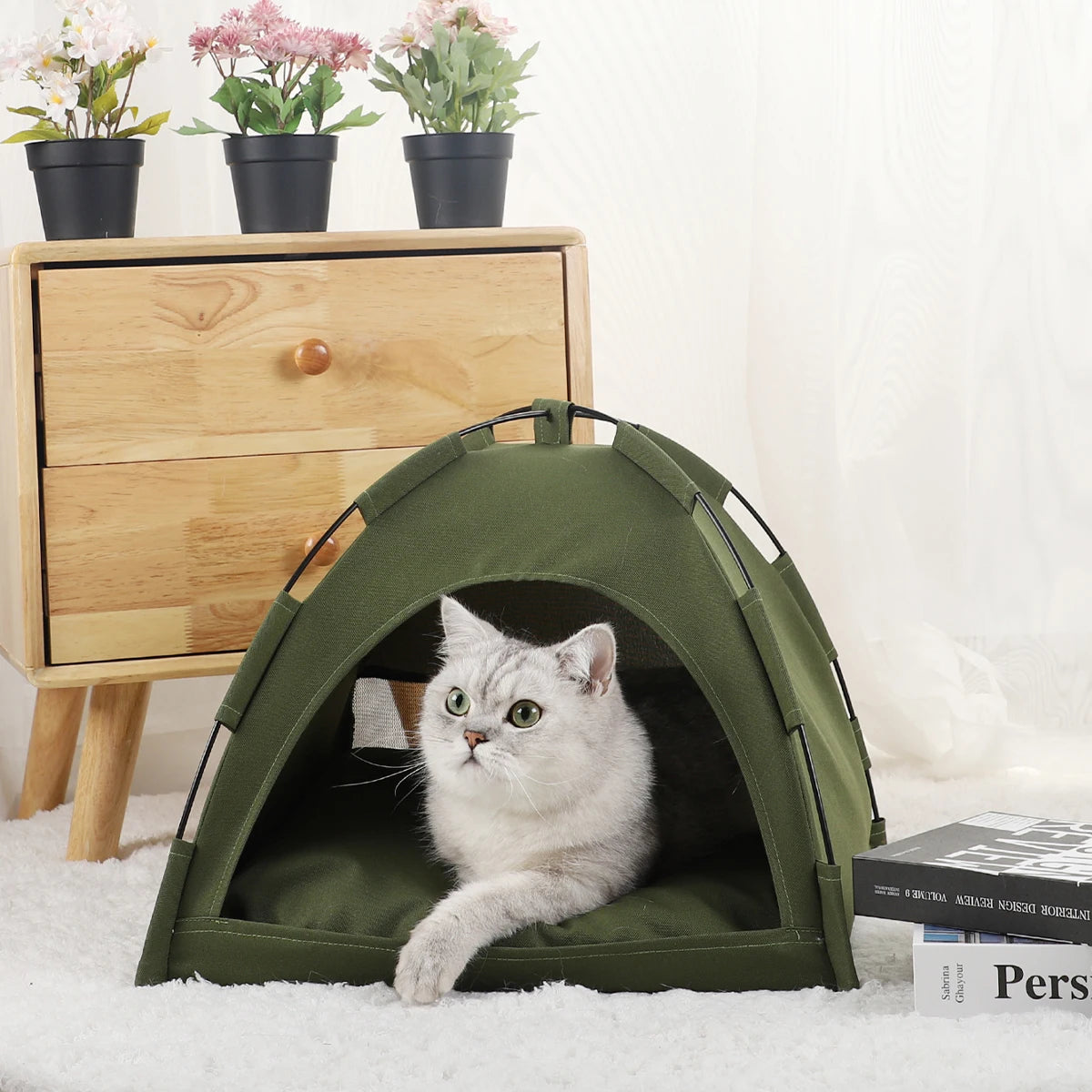 Cozy Cat Tent Bed – Warm Clamshell House for Kittens & Cats