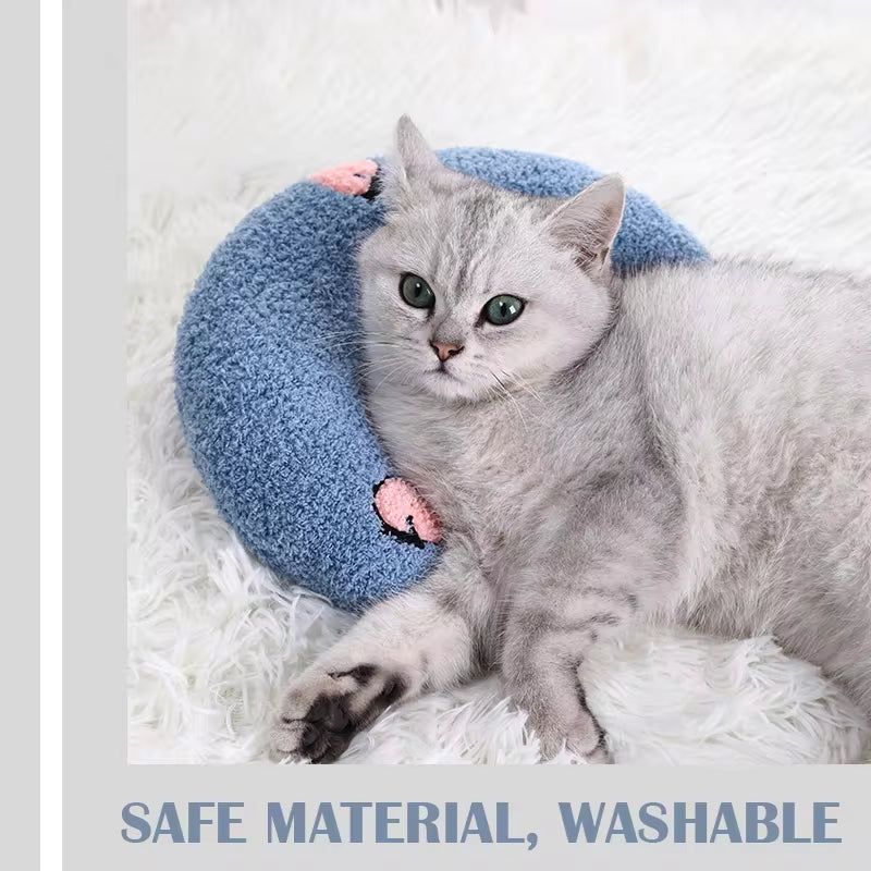 U-Shaped Pet Neck Pillow – Soft Headrest for Cats & Small Dogs